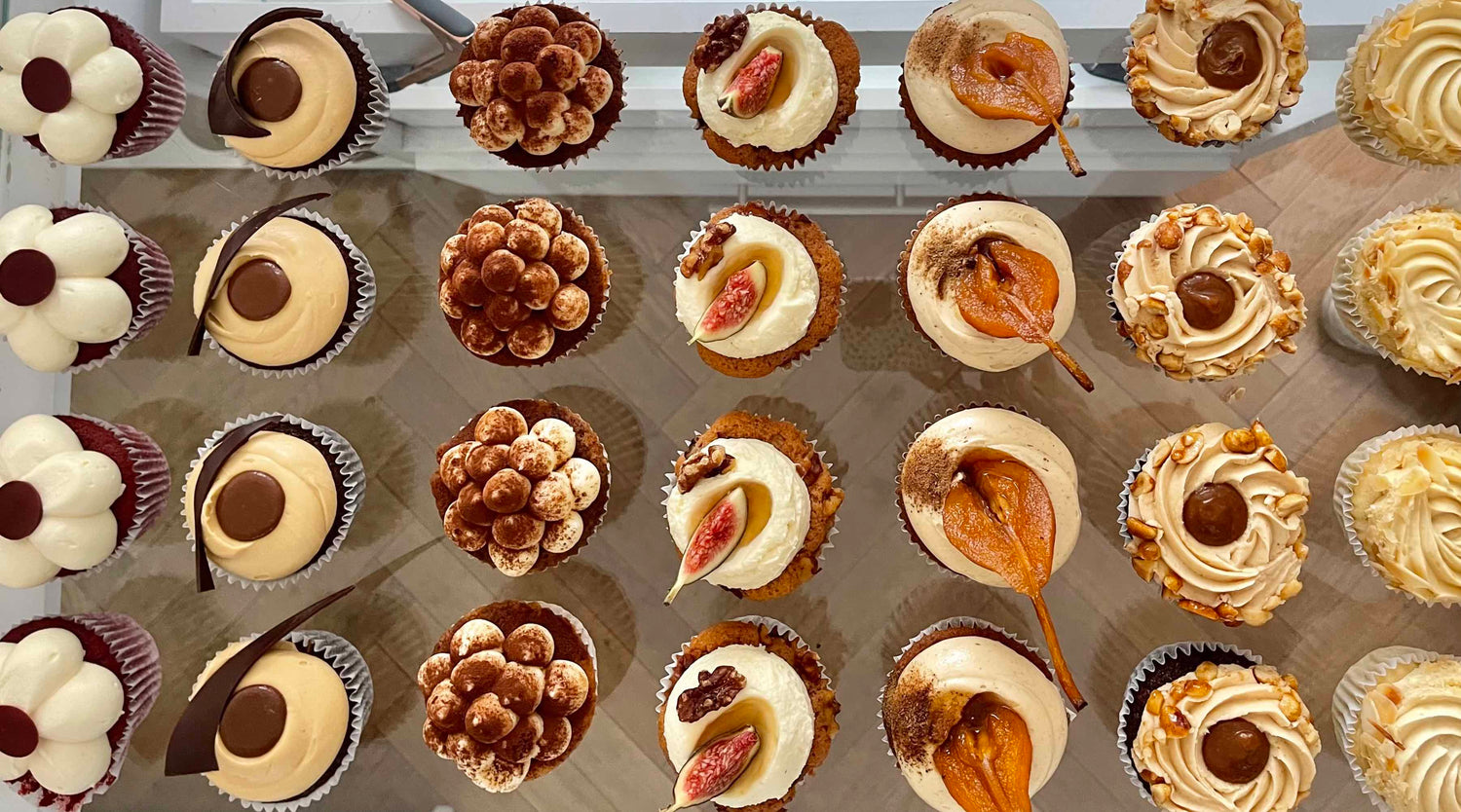 Row of Assorted Cupcakes 